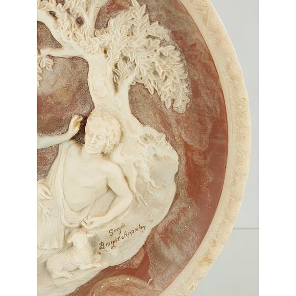 A Thing Of Beauty 3D Plate Wall Decor Gayle Bright Appleby 10" Incolay Stone Vtg - Picture 8 of 16